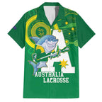 Custom Australia Lacrosse Family Matching Puletasi and Hawaiian Shirt Go Aussie Shark Aboriginal Art