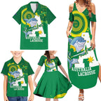 Custom Australia Lacrosse Family Matching Summer Maxi Dress and Hawaiian Shirt Go Aussie Shark Aboriginal Art