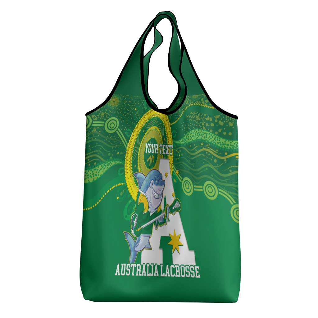 Custom Australia Lacrosse Grocery Bag Go Aussie Shark Aboriginal Art