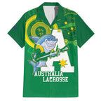 Custom Australia Lacrosse Hawaiian Shirt Go Aussie Shark Aboriginal Art