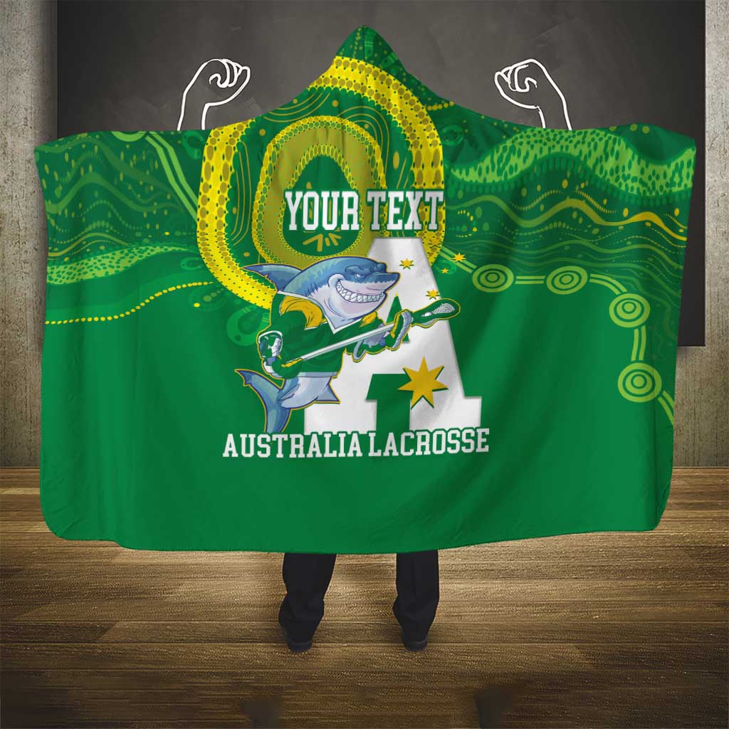 Custom Australia Lacrosse Hooded Blanket Go Aussie Shark Aboriginal Art