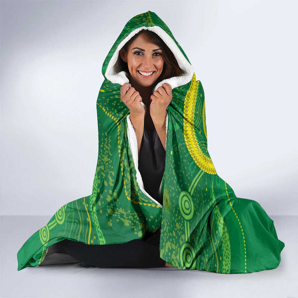 Custom Australia Lacrosse Hooded Blanket Go Aussie Shark Aboriginal Art