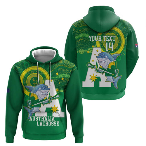 Custom Australia Lacrosse Hoodie Go Aussie Shark Aboriginal Art