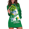 Custom Australia Lacrosse Hoodie Dress Go Aussie Shark Aboriginal Art