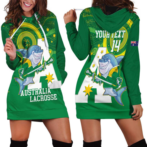 Custom Australia Lacrosse Hoodie Dress Go Aussie Shark Aboriginal Art