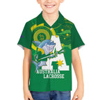 Custom Australia Lacrosse Kid Hawaiian Shirt Go Aussie Shark Aboriginal Art