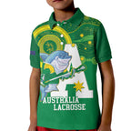 Custom Australia Lacrosse Kid Polo Shirt Go Aussie Shark Aboriginal Art