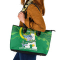 Custom Australia Lacrosse Leather Tote Bag Go Aussie Shark Aboriginal Art
