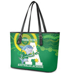 Custom Australia Lacrosse Leather Tote Bag Go Aussie Shark Aboriginal Art