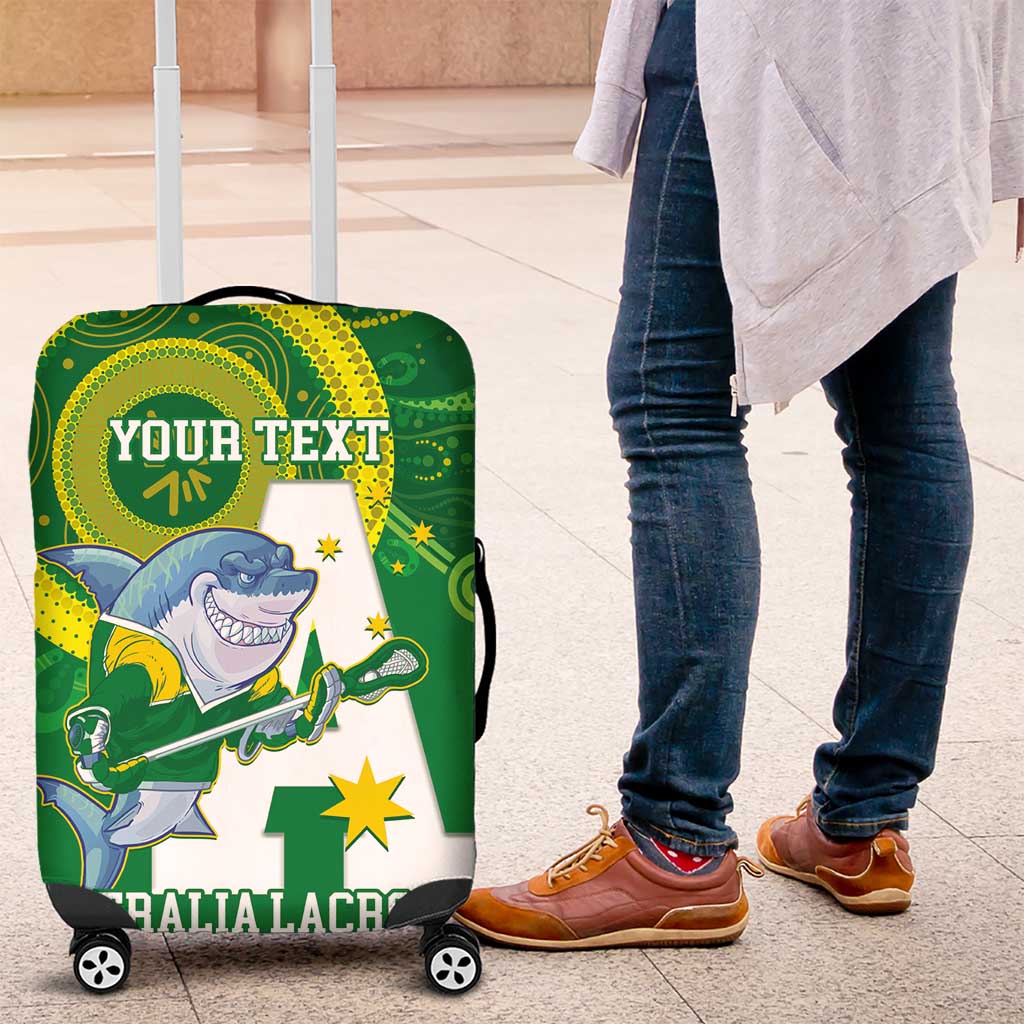 Custom Australia Lacrosse Luggage Cover Go Aussie Shark Aboriginal Art