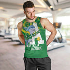Custom Australia Lacrosse Men Tank Top Go Aussie Shark Aboriginal Art