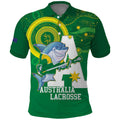 Custom Australia Lacrosse Polo Shirt Go Aussie Shark Aboriginal Art