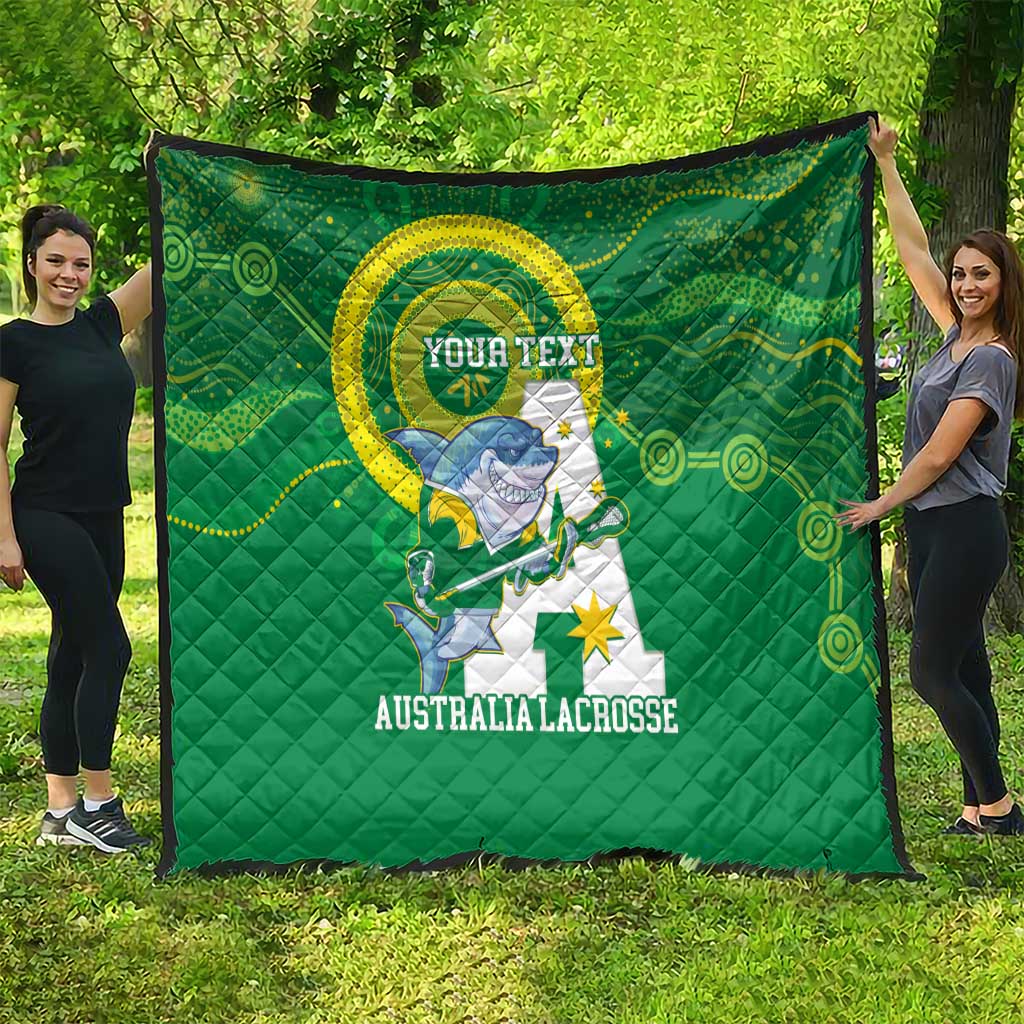 Custom Australia Lacrosse Quilt Go Aussie Shark Aboriginal Art