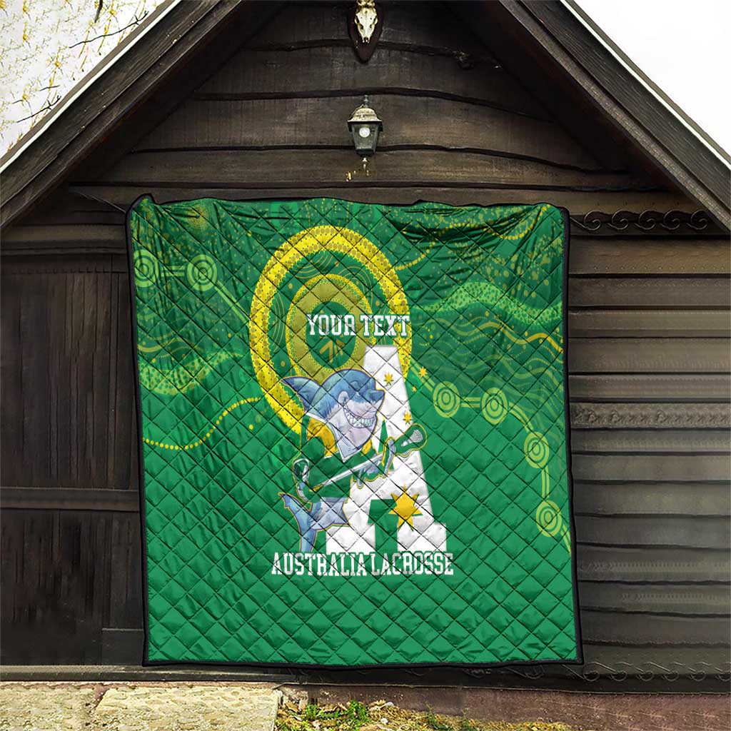 Custom Australia Lacrosse Quilt Go Aussie Shark Aboriginal Art