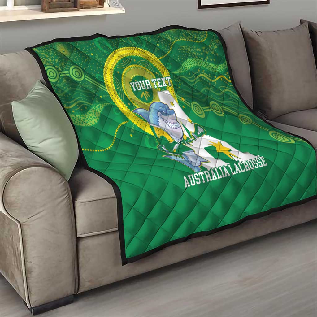 Custom Australia Lacrosse Quilt Go Aussie Shark Aboriginal Art