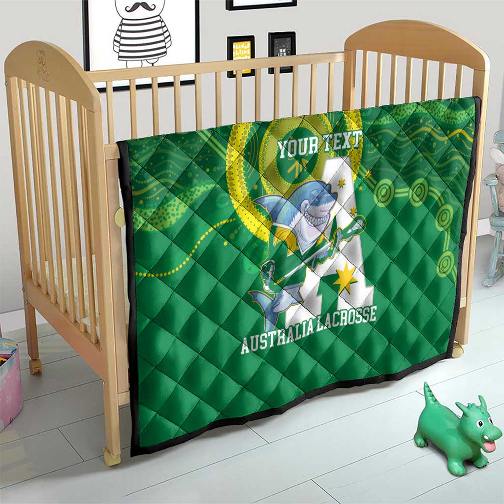 Custom Australia Lacrosse Quilt Go Aussie Shark Aboriginal Art