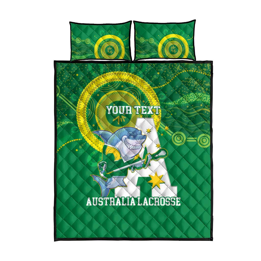 Custom Australia Lacrosse Quilt Bed Set Go Aussie Shark Aboriginal Art