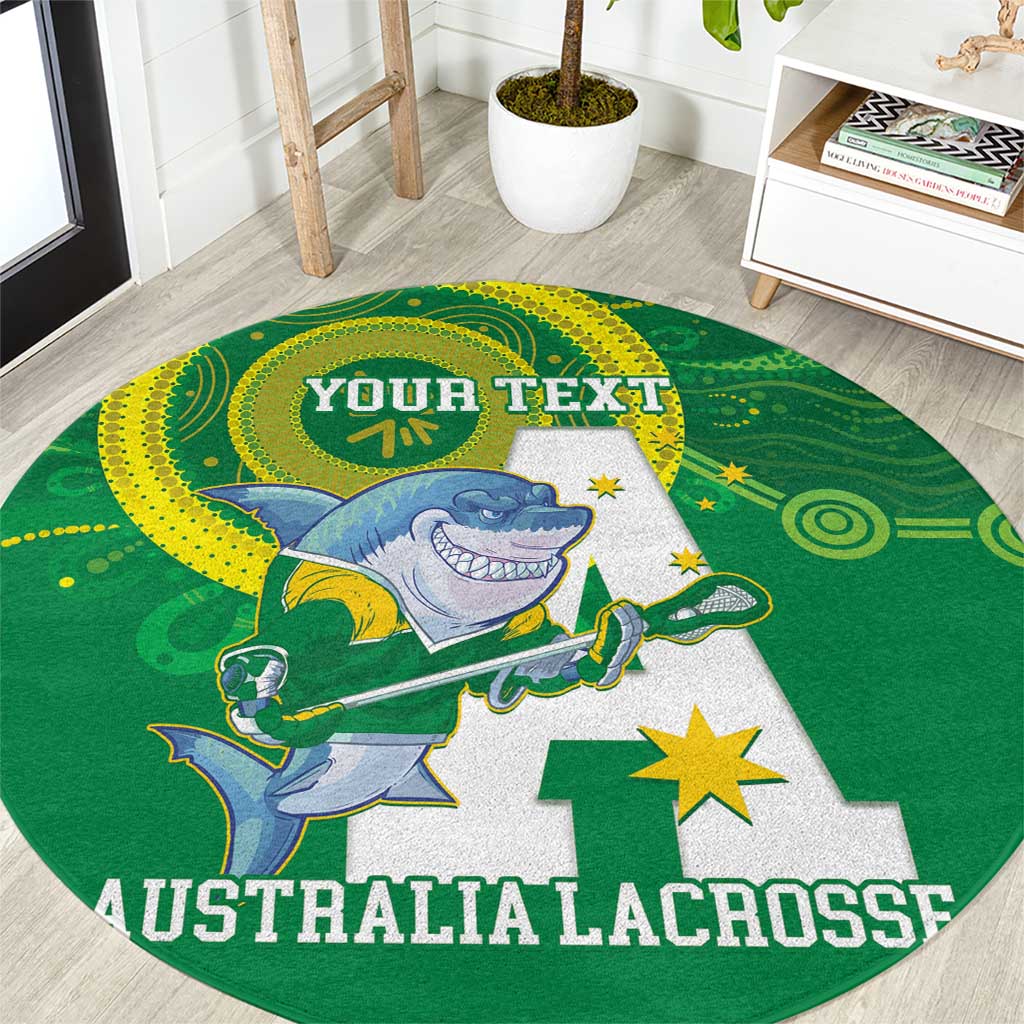 Custom Australia Lacrosse Round Carpet Go Aussie Shark Aboriginal Art