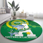 Custom Australia Lacrosse Round Carpet Go Aussie Shark Aboriginal Art