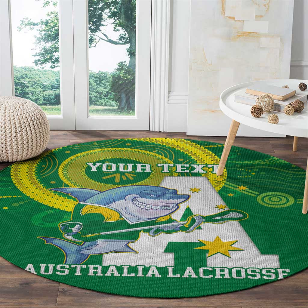 Custom Australia Lacrosse Round Carpet Go Aussie Shark Aboriginal Art