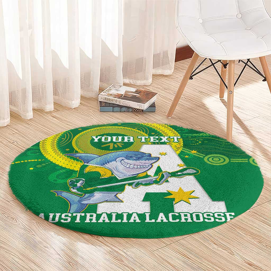 Custom Australia Lacrosse Round Carpet Go Aussie Shark Aboriginal Art