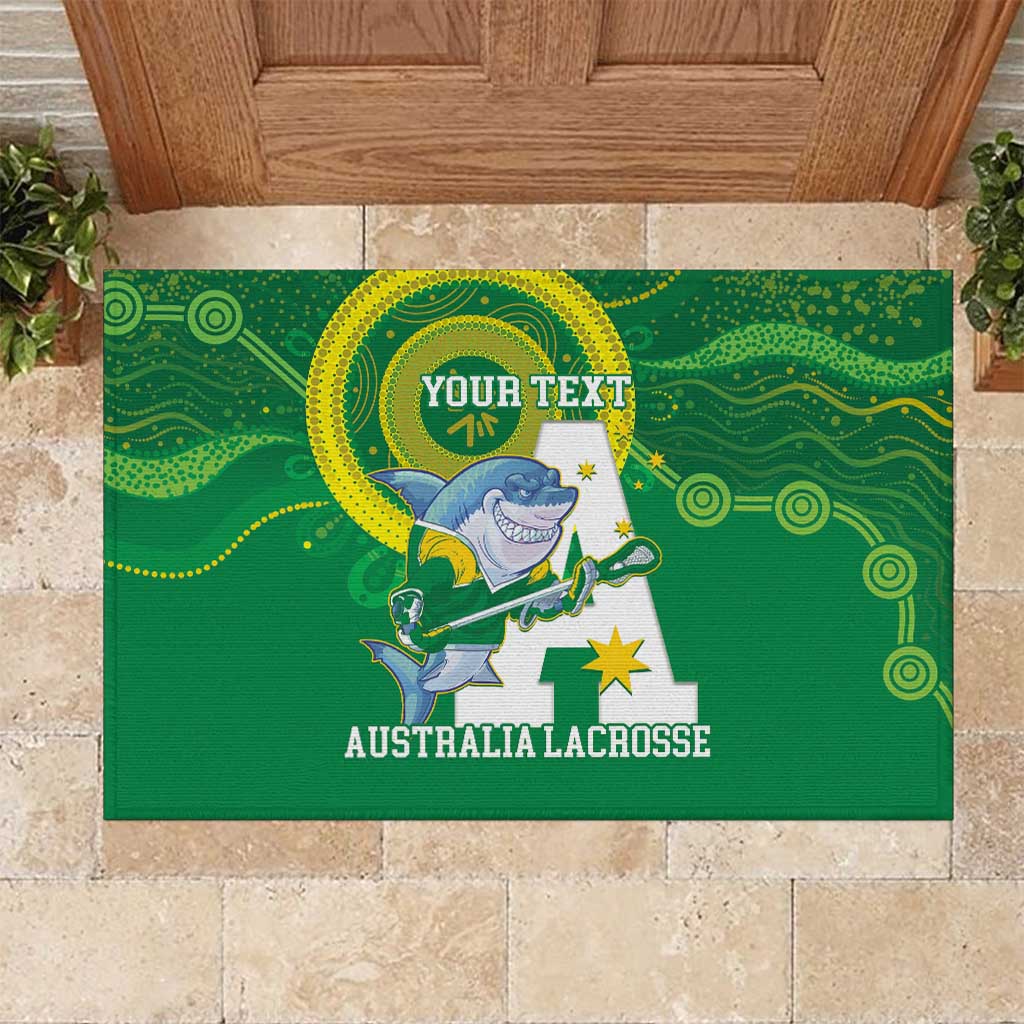 Custom Australia Lacrosse Rubber Doormat Go Aussie Shark Aboriginal Art
