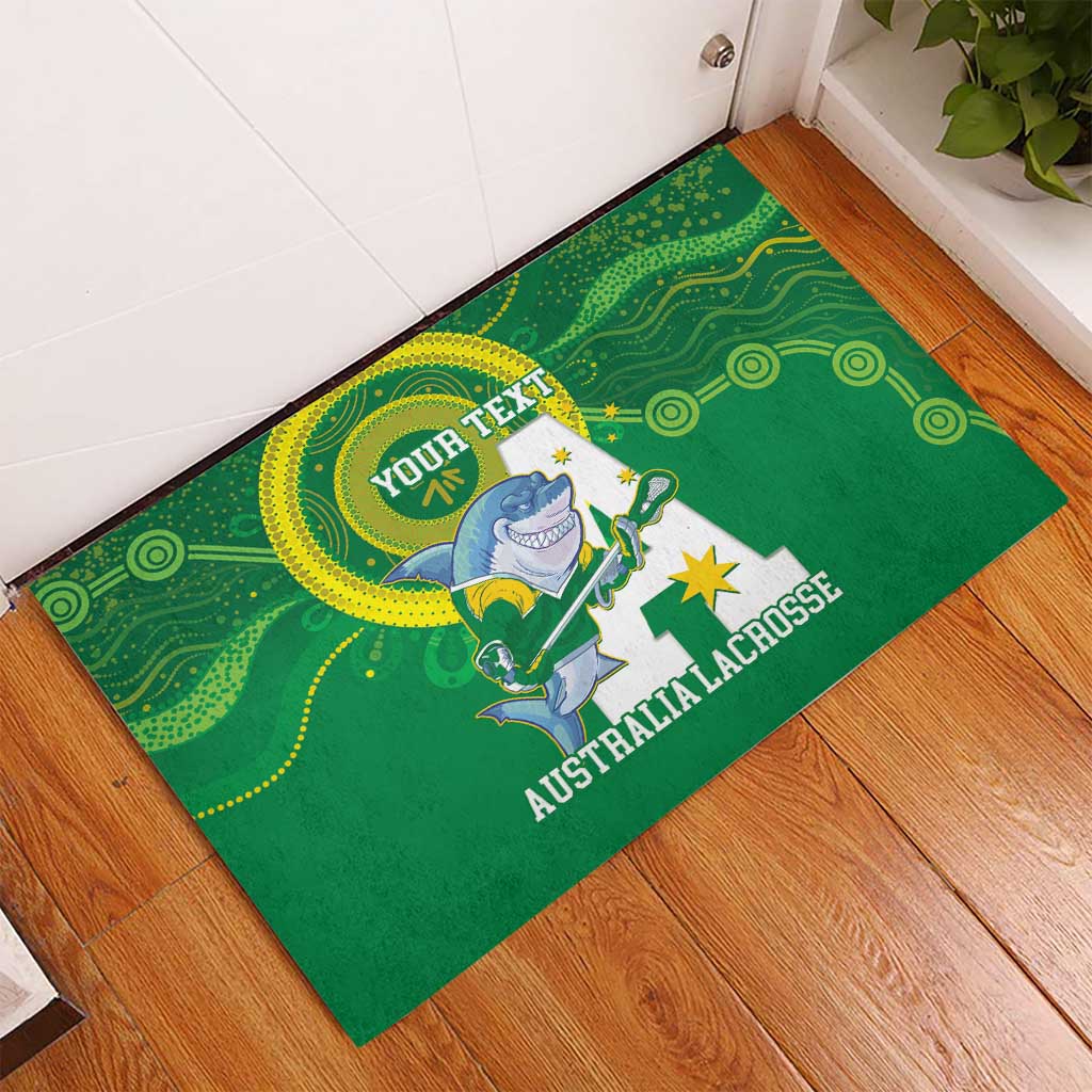 Custom Australia Lacrosse Rubber Doormat Go Aussie Shark Aboriginal Art