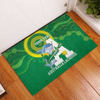 Custom Australia Lacrosse Rubber Doormat Go Aussie Shark Aboriginal Art