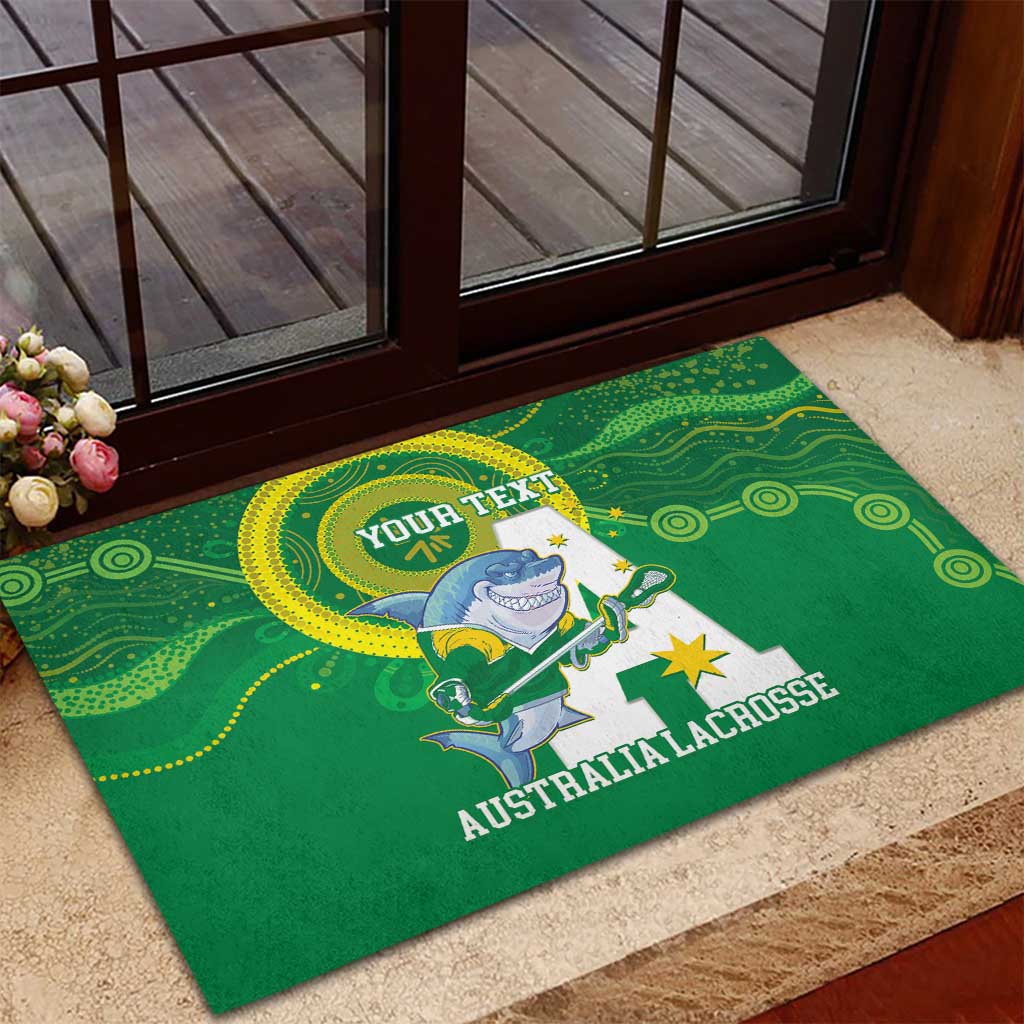 Custom Australia Lacrosse Rubber Doormat Go Aussie Shark Aboriginal Art