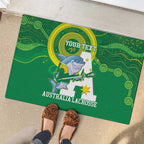 Custom Australia Lacrosse Rubber Doormat Go Aussie Shark Aboriginal Art