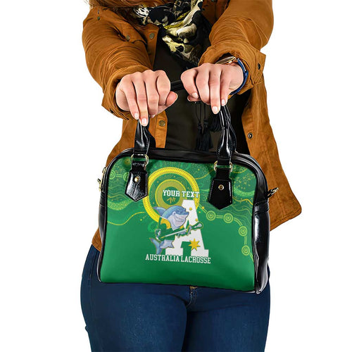 Custom Australia Lacrosse Shoulder Handbag Go Aussie Shark Aboriginal Art