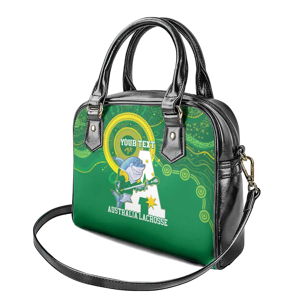 Custom Australia Lacrosse Shoulder Handbag Go Aussie Shark Aboriginal Art