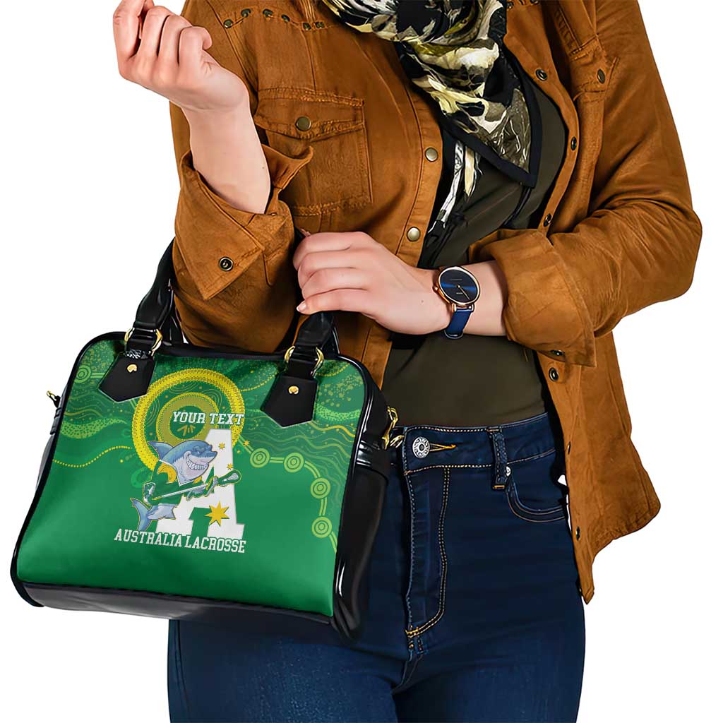 Custom Australia Lacrosse Shoulder Handbag Go Aussie Shark Aboriginal Art