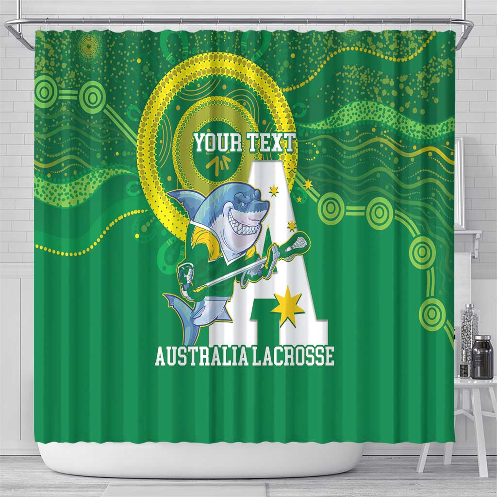 Custom Australia Lacrosse Shower Curtain Go Aussie Shark Aboriginal Art