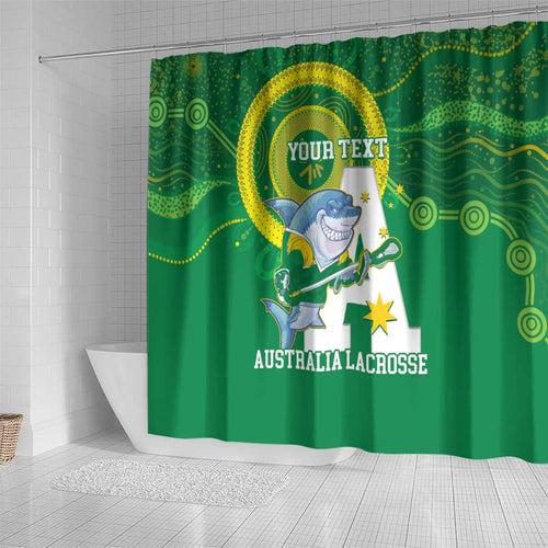 Custom Australia Lacrosse Shower Curtain Go Aussie Shark Aboriginal Art