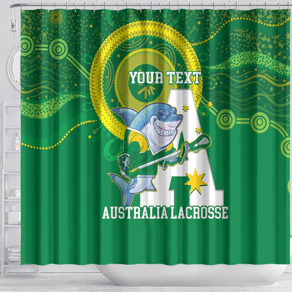 Custom Australia Lacrosse Shower Curtain Go Aussie Shark Aboriginal Art