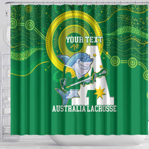 Custom Australia Lacrosse Shower Curtain Go Aussie Shark Aboriginal Art