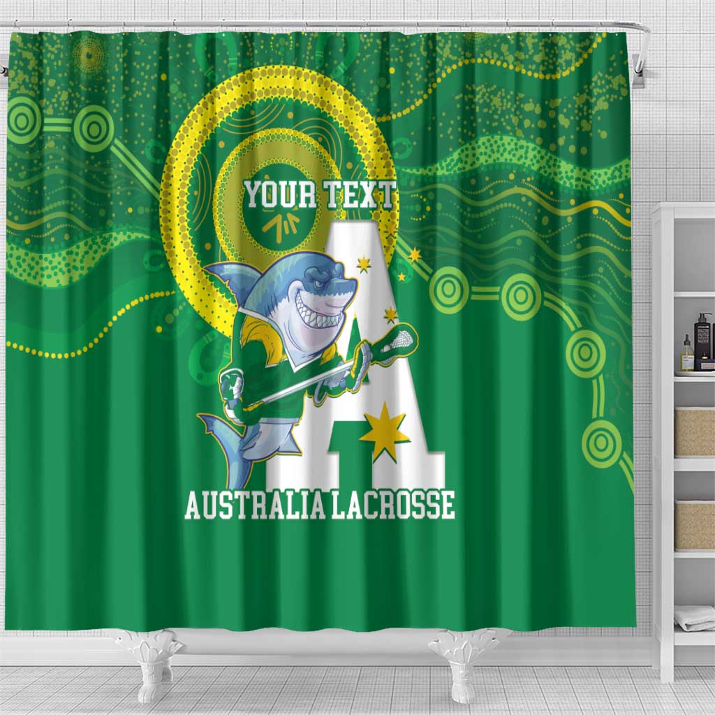 Custom Australia Lacrosse Shower Curtain Go Aussie Shark Aboriginal Art