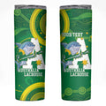 Custom Australia Lacrosse Skinny Tumbler Go Aussie Shark Aboriginal Art