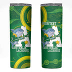 Custom Australia Lacrosse Skinny Tumbler Go Aussie Shark Aboriginal Art