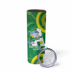 Custom Australia Lacrosse Skinny Tumbler Go Aussie Shark Aboriginal Art