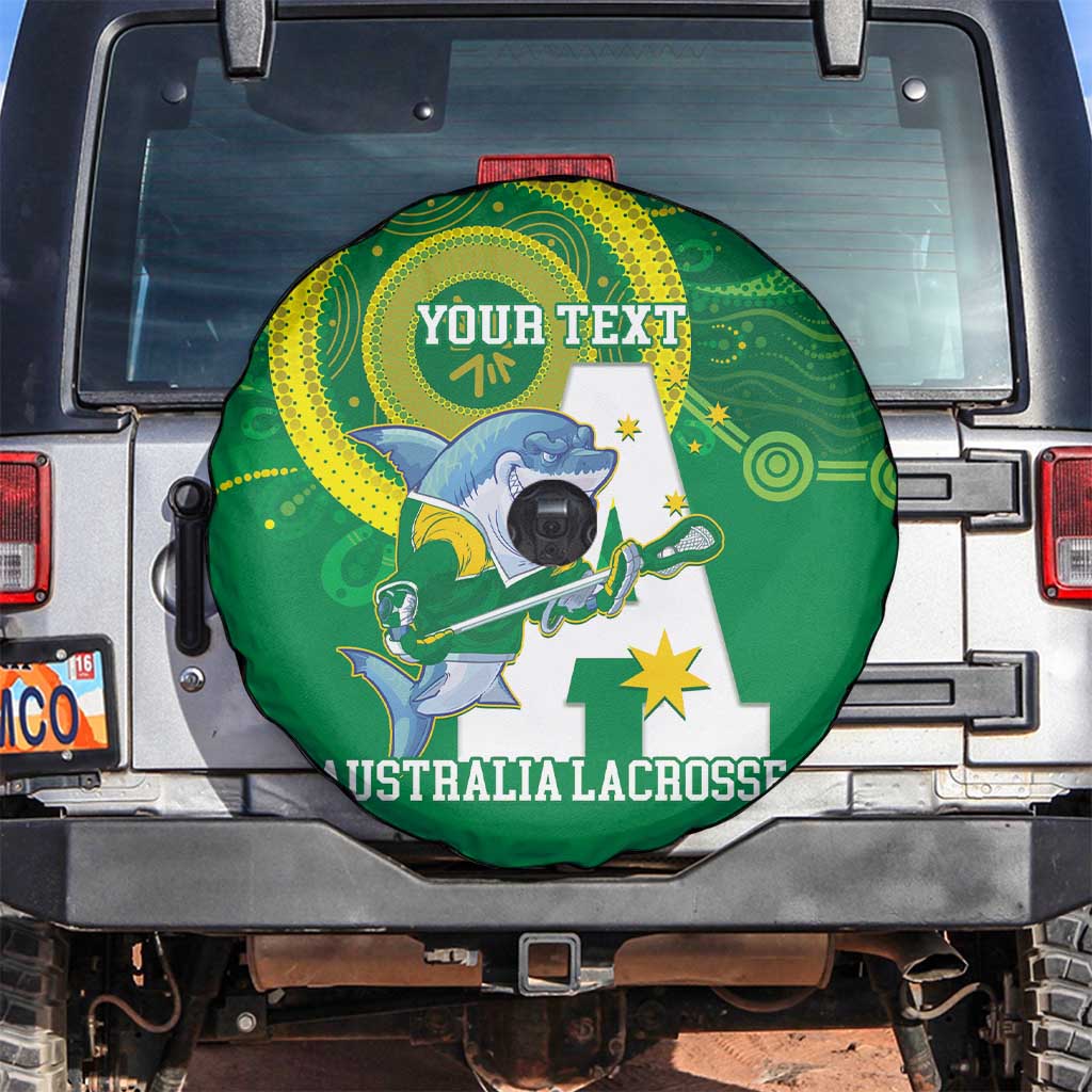 Custom Australia Lacrosse Spare Tire Cover Go Aussie Shark Aboriginal Art