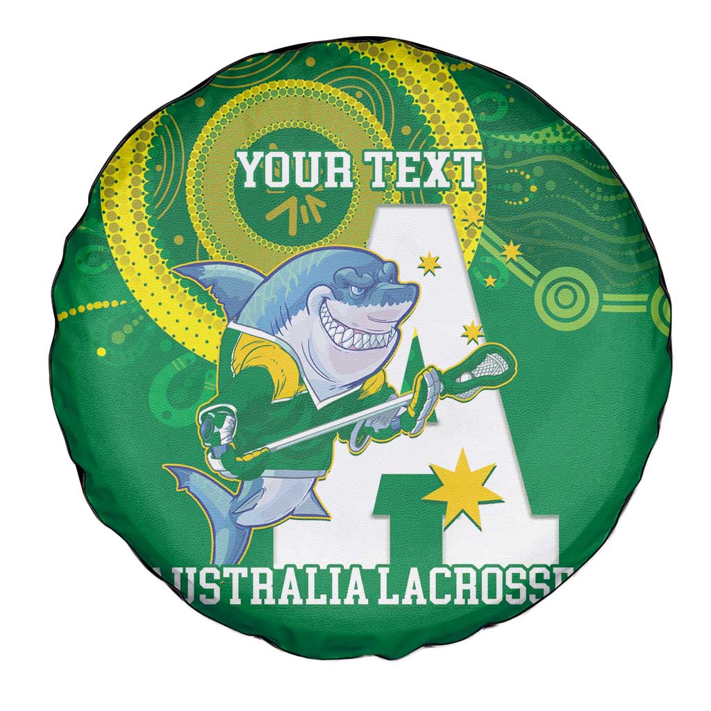 Custom Australia Lacrosse Spare Tire Cover Go Aussie Shark Aboriginal Art