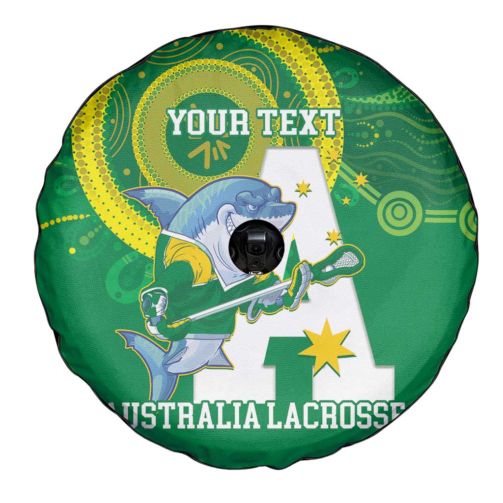 Custom Australia Lacrosse Spare Tire Cover Go Aussie Shark Aboriginal Art