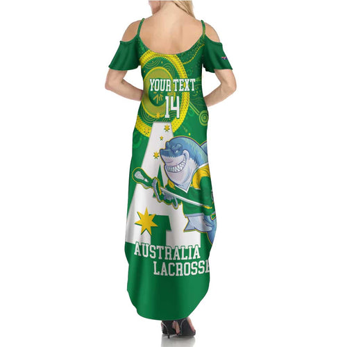 Custom Australia Lacrosse Summer Maxi Dress Go Aussie Shark Aboriginal Art
