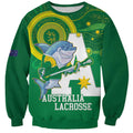 Custom Australia Lacrosse Sweatshirt Go Aussie Shark Aboriginal Art