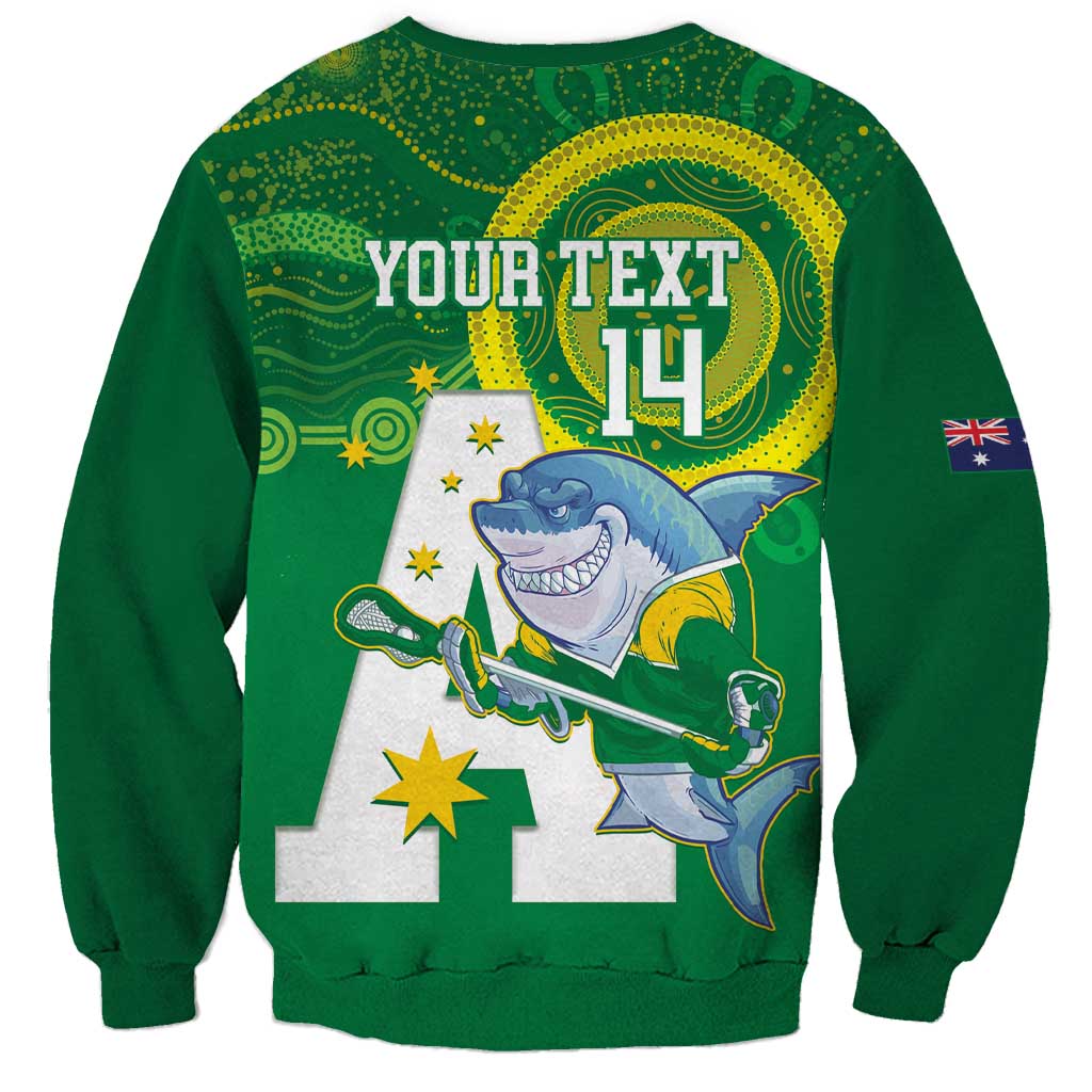 Custom Australia Lacrosse Sweatshirt Go Aussie Shark Aboriginal Art