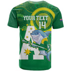 Custom Australia Lacrosse T Shirt Go Aussie Shark Aboriginal Art