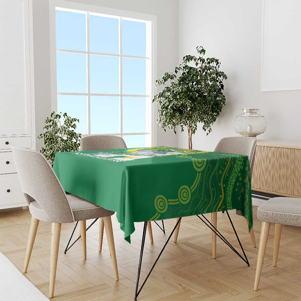 Custom Australia Lacrosse Tablecloth Go Aussie Shark Aboriginal Art