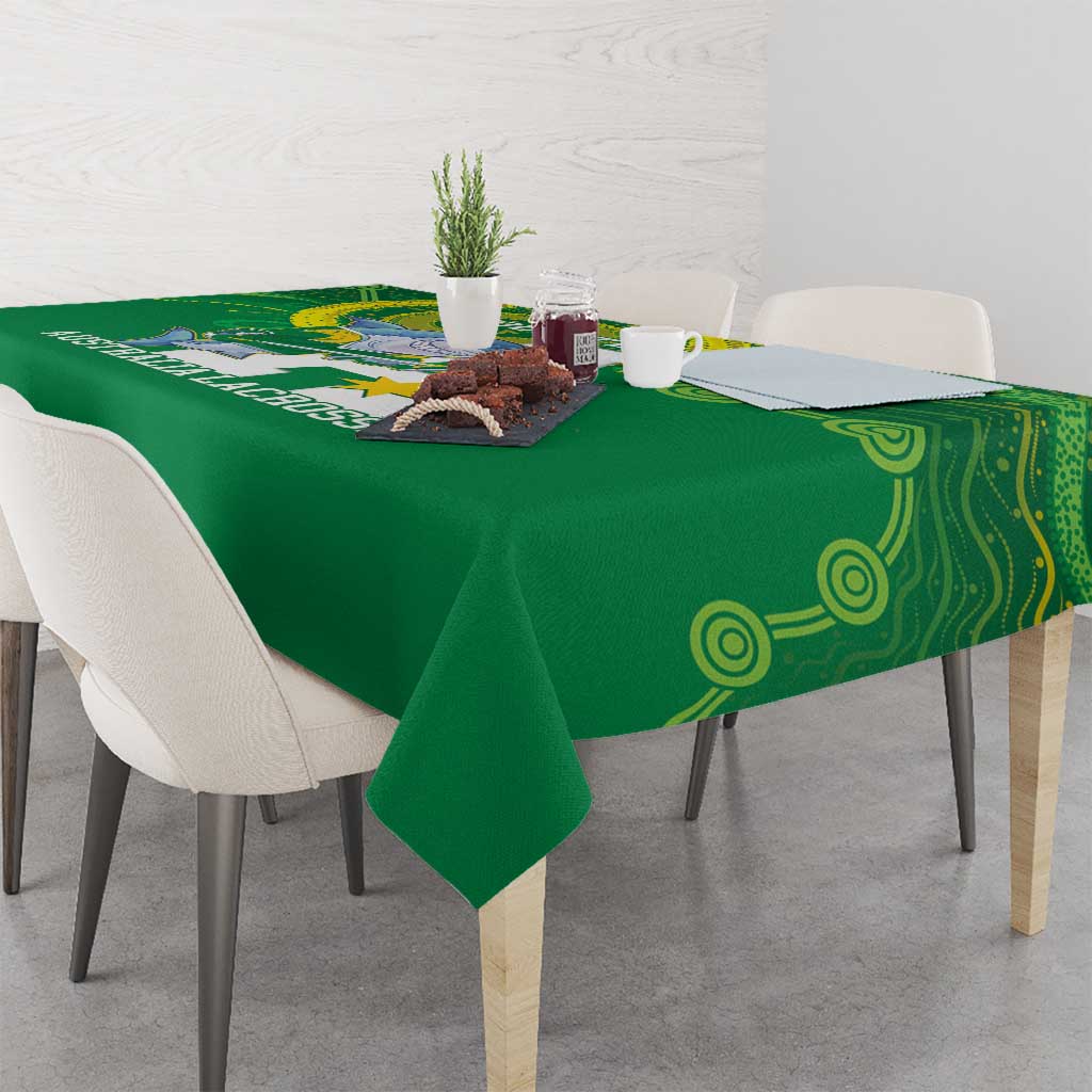 Custom Australia Lacrosse Tablecloth Go Aussie Shark Aboriginal Art